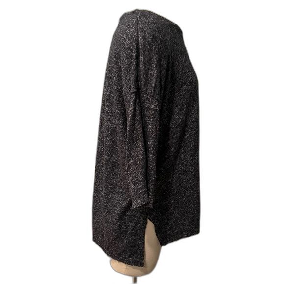 Philosophy Charcoal Heather Grey Marled Knit 3/4 Sleeve Top Oversized Pocket - Picture 2 of 4